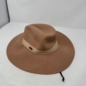 Wallaroo Hat Company Catriona Wide Brim Wool Fedora Tan Beige Felt
